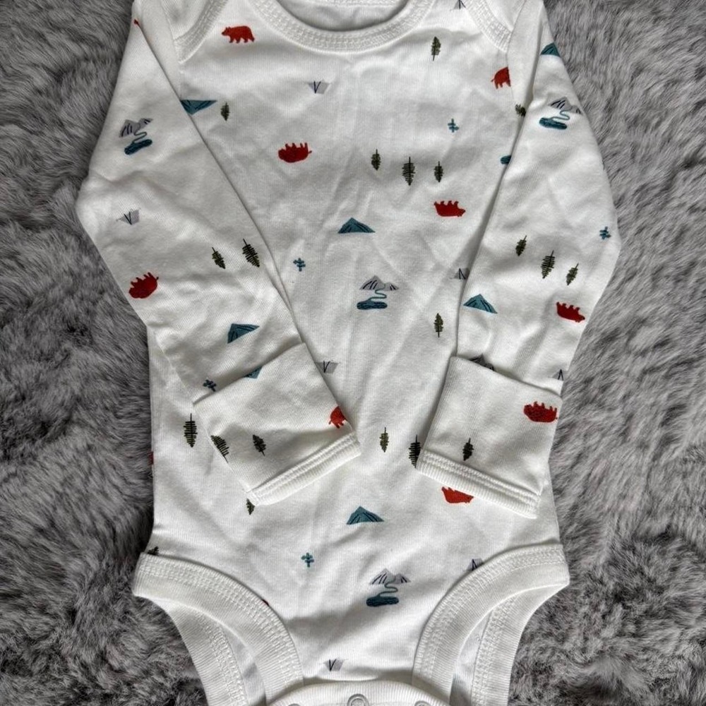 Carter's Baby Boy Bodysuit 3M White Mountain Tree Graphic Long Sleeve Onesie